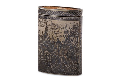 Lot 194 - A FINE THAI NIELLOED SILVER MATCH CASE