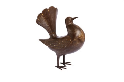 Lot 378 - A QAJAR DAMASCENED STEEL DOVE