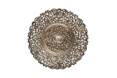 Lot 367 - A PIERCED SILVER FOOTED SAUCER