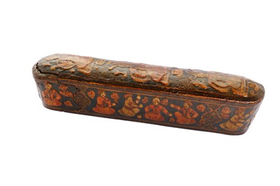 Lot 248 - A LARGE MOULDED AND LACQUERED PAPIER-MÂCHÉ PEN CASE (QALAMDAN)