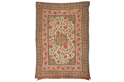Lot 383 - A SMALL QUILTED QALAMKARI SPREAD