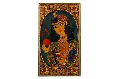 Lot 246 - A REVERSE GLASS PAINTING OF A LADY