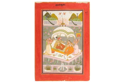 Lot 206 - A COURTLY COUPLE BY A LOTUS POND