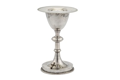 Lot 61 - A 19th century unmarked silver chalice and paten, probably Assyrian (Northern Iraq) or Portuguese Export