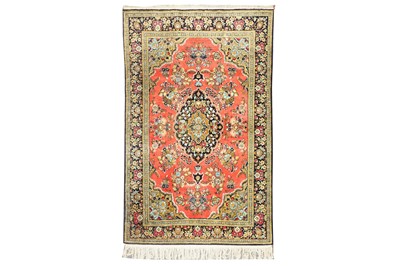 Lot 21 - A VERY FINE SILK QUM RUG, CENTRAL PERSIA