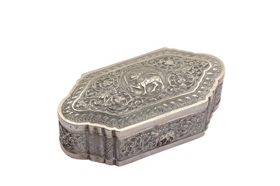 Lot 369 - A SOUTH ASIAN SILVER REPOUSSÉ LIDDED BOX