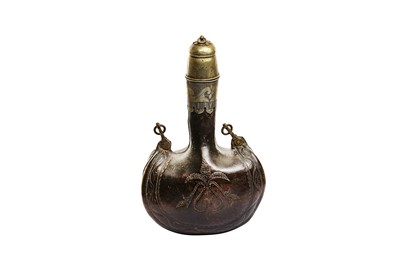 Lot 348 - AN OTTOMAN LEATHER FLASK (MATARA)