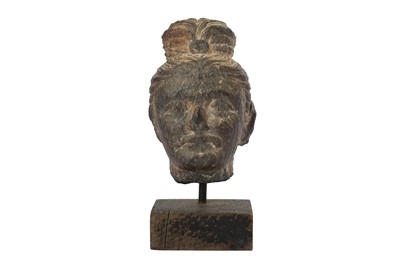 Lot 179 - A GREY SCHIST BODHISATTVA HEAD