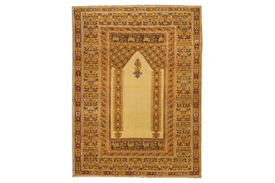 Lot 32 - A VERY FINE PART COTTON PANDERMA PRAYER RUG, TURKEY