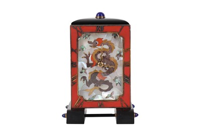 Lot 32 - A VERY FINE FRENCH ART DECO ONYX, MOTHER OF PEARL AND ENAMELLED SILVER GILT MINIATURE TRAVELLING CARRIAGE CLOCK BY LINZELER & MARCHAK