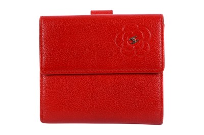 Lot 27 - Chanel Red Leather Camelia Bifold Wallet