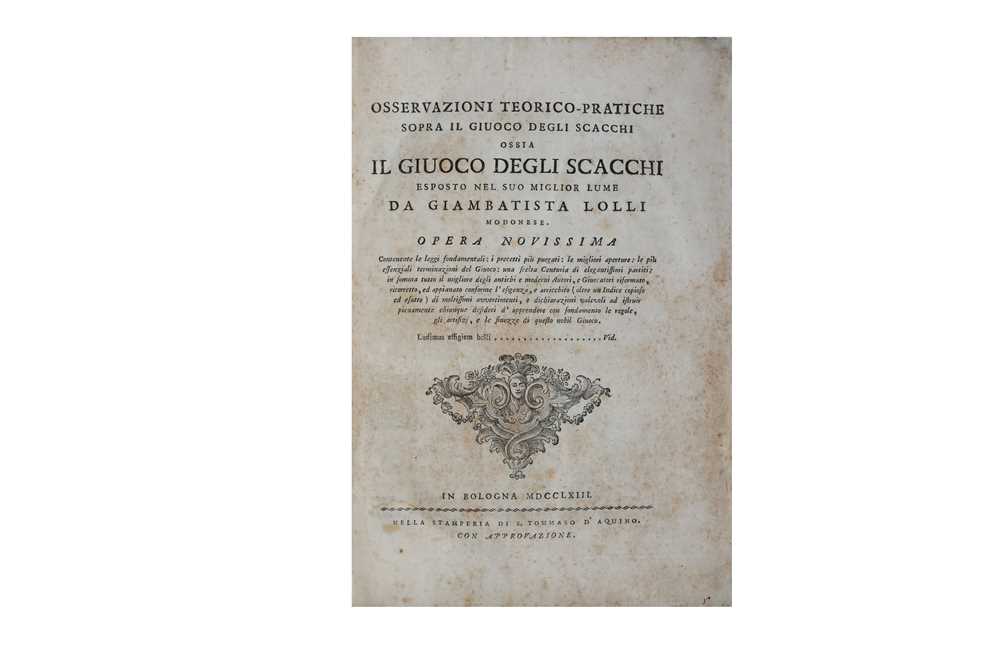 Lot 17 - Chess.- Lolli (Giovanni Battista)