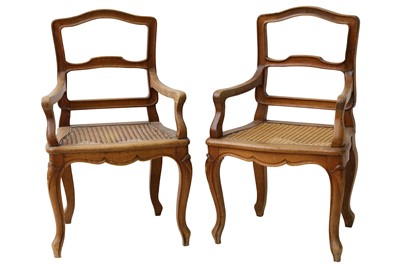 Lot 465 - A pair of miniature fruitwood childs open armchairs