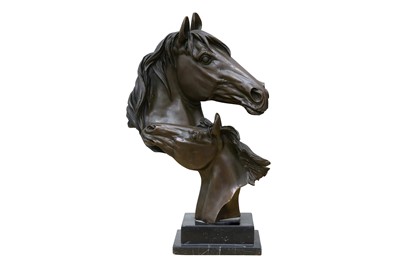 Lot 196 - After Milo - Bronze Horse Bust Group