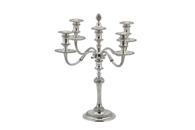 Lot 358 - An Elizabeth II sterling silver five light candelabrum, London 1965 by Garrard and Co