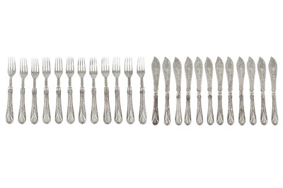 Lot 229 - A set of Victorian sterling silver fish eaters, London 1877 by George Adams of Chawner and Co