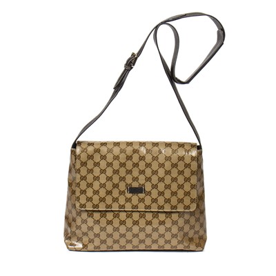 Lot 115 - Gucci Beige Monogram Flap Messenger