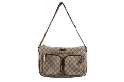 Lot 126 - Gucci Beige Supreme Monogram Pocket Zip Shoulder