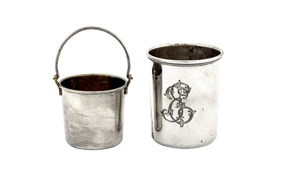 Lot 42 - An Alexander III Russian 84 Zolotnik (875 standard) silver cream pail or salt, St Petersburg 1885 by Johan Ferdinand Olsonins (Finnish 1823 – 1888), retailed by Grachev Brothers (est. 1866)