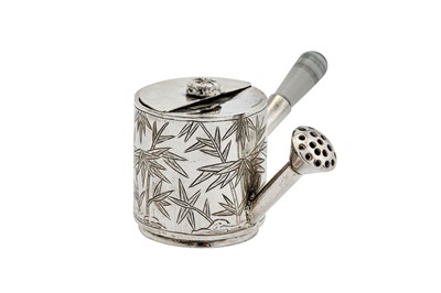 Lot 143 - A late 19th century Chinese Export silver novelty miniature pepper pot, Hong Kong circa 1890 retailed by Tien Shing