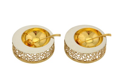 Lot 345 - A pair of Elizabeth II parcel gilt sterling silver modernist salts, London 1969 by Stuart Devlin (1931-2018)