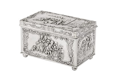 Lot 70 - A late 19th / early 20th century German 800 standard silver table casket, Hanau circa 1900 by Simon Rosenau (active 1862-1932)