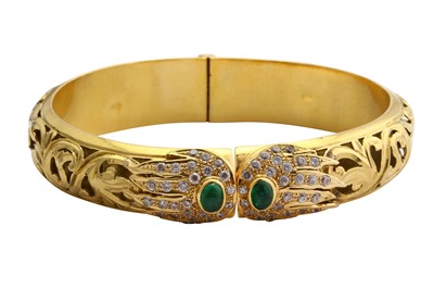 Lot 5 - A gem-set hinged bangle