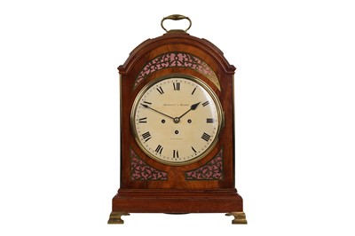 Lot 41 - AN EARLY 19TH CENTURY ENGLISH MAHOGANY AND BRASS MOUNTED TRIPLE FUSEE EIGHT BELL TABLE / BRACKET CLOCK SIGNED HANDLEY & MOORE