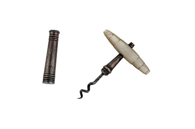 Lot 33 - A George III/IV silver and mother of pearl travelling corkscrew, Birmingham circa 1820 by John Thropp (reg. April 1813)