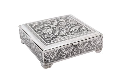 Lot 80 - A late 20th century Iranian (Persian) silver cigarette box, Isfahan circa 1970
