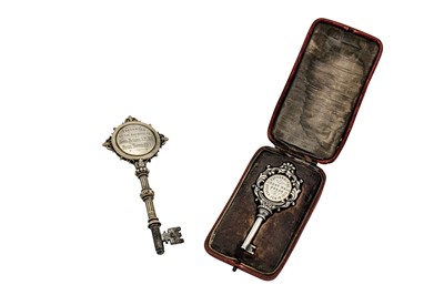 Lot 195 - London Interest - A late Victorian gilt white metal presentation key, Rotherhide Town Hall, 1897