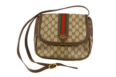 Lot 130 - Gucci Beige Supreme Monogram Web Flap Crossbody
