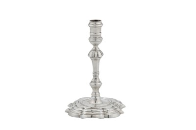 Lot 371 - A George II sterling silver taper stick, London 1745 by Thomas Gilpin (reg. 24th Sep 1740)