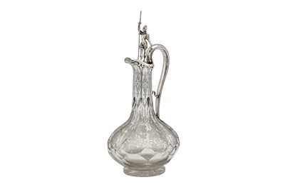 Lot 347 - A Victorian sterling silver mounted glass claret jug, London 1849 by Charles Thomas Fox and George Fox
