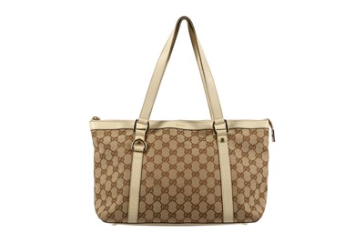Lot 134 - Gucci Beige Monogram Abbey Tote MM