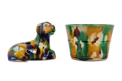 Lot 67 - TWO CHINESE SANCAI-GLAZED PIECES.