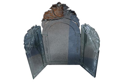 Lot 457 - A ornate Venetian style triple frame dressing table mirror