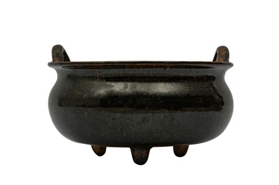 Lot 712 - A CHINESE BLACK-GLAZED INCENSE BURNER.