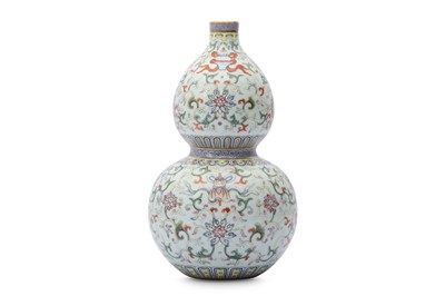 Lot 567 - A CHINESE FAMILLE ROSE DOUBLE GOURD 'BAJIXIANG' VASE.