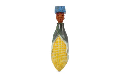Lot 719 - A CHINESE PORCELAIN 'CORN COB' SNUFF BOTTLE AND STOPPER.