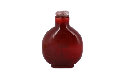 Lot 440 - A CHINESE RED BEIJING GLASS SNUFF BOTTLE