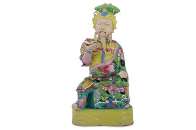 Lot 251 - A CHINESE FAMILLE ROSE FIGURE OF GUANDI.
