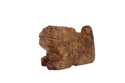 Lot 4 - A CHINESE RUSSET JADE CARVING OF A TIGER.