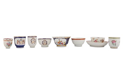 Lot 699 - EIGHT CHINESE PORCELAIN CUPS AND ONE SAUCER.