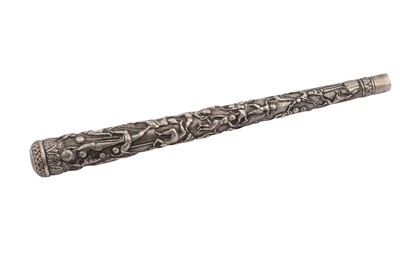 Lot 301 - AN INDIAN SILVER REPOUSSÉ UMBRELLA HANDLE