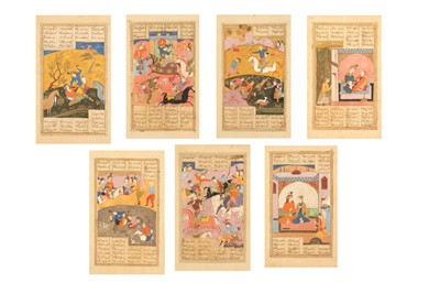 Lot 278 - SEVEN ILLUSTRATED LOOSE FOLIOS FROM A SHAHNAMA MANUSCRIPT