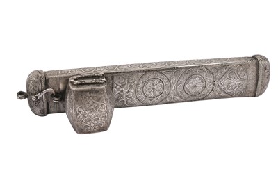 Lot 235 - AN ENGRAVED SILVER SCRIBE SET