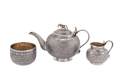 Lot 169 - A late 19th century Anglo – Indian unmarked silver three-piece tea service, Lucknow circa 1890