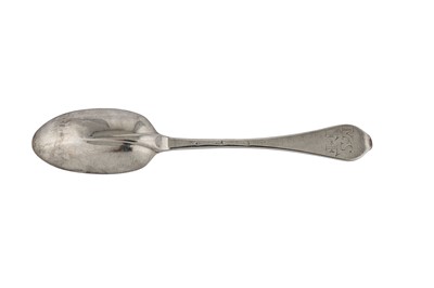 Lot 266 - A Queen Anne Britannia standard silver tablespoon, London circa 1705, makers mark obliterated