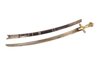 Lot 397 - A BRASS-HILTED MALAY PISO PODANG SWORD